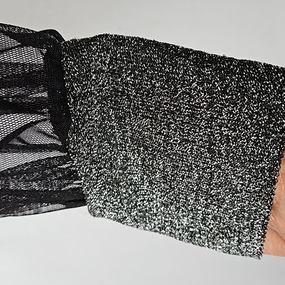 Metallic Cropped Top Sheer Mesh Long  Sleeve. - Picture 5 of 7